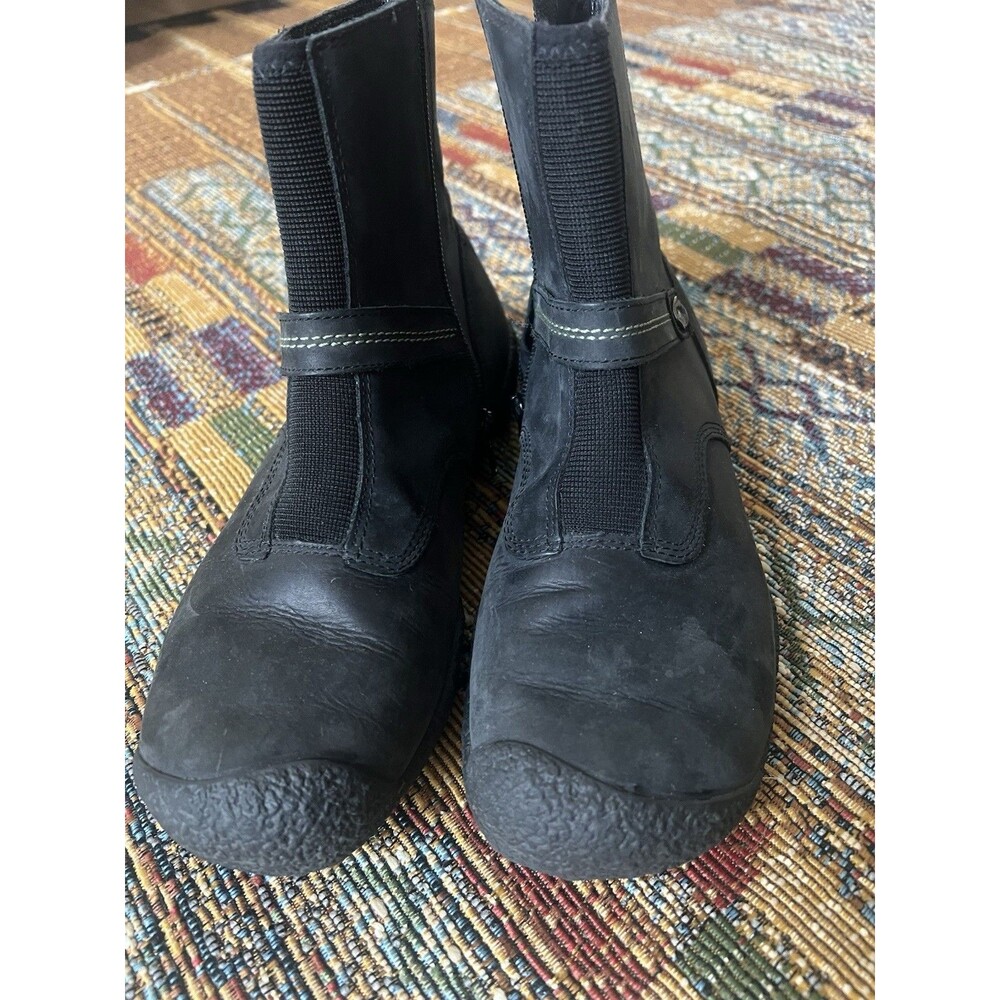 Keen Women's Chelsea Black Waterproof Leather Pull-On Boots Size 8.5 /39 - Picture 2 of 5